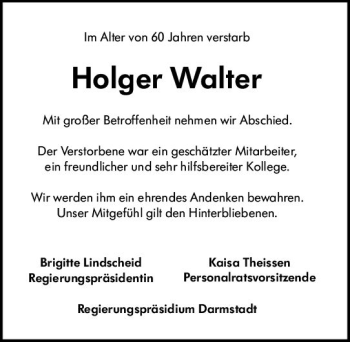 Traueranzeige von Holger Walter von vrm-trauer