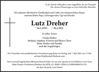 Traueranzeige von Lutz Dreher von vrm-trauer