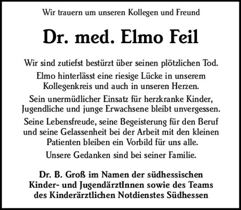  Traueranzeige für Elmo Feil vom 08.05.2021 aus vrm-trauer