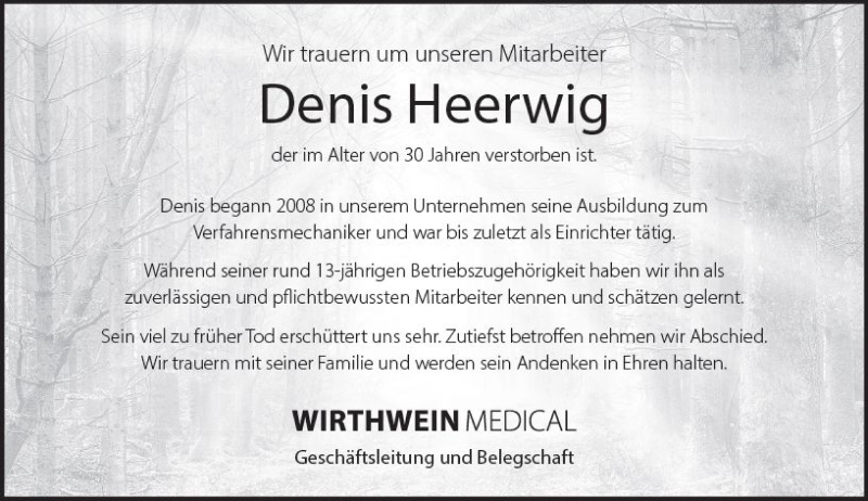  Traueranzeige für Denis Heerwig vom 29.05.2021 aus vrm-trauer