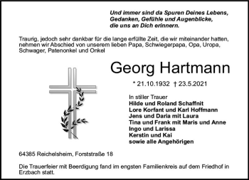 Traueranzeige von Georg Hartmann von vrm-trauer