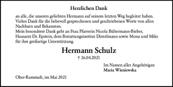 Traueranzeige von Hermann Schulz von vrm-trauer