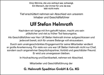 Traueranzeige von Ulf Stefan Helmrath von vrm-trauer