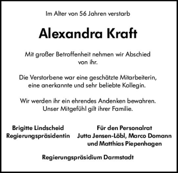 Traueranzeige von Alexandra Kraft von vrm-trauer