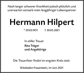 Traueranzeige von Hermann Hilpert von vrm-trauer