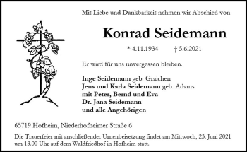 Traueranzeige von Konrad Seidemann von vrm-trauer