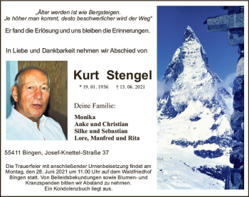 Traueranzeige von Kurt Stengel von vrm-trauer
