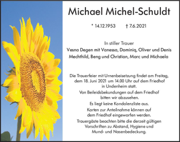 Traueranzeige von Michael Michel-Schuldt von vrm-trauer