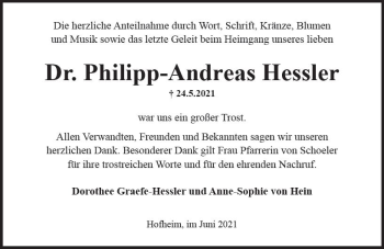 Traueranzeige von Philipp-Andreas Hessler von vrm-trauer
