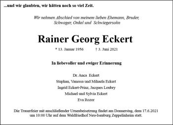 Traueranzeige von Rainer Georg Eckert von vrm-trauer