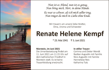 Traueranzeige von Renate Helene Kempf von vrm-trauer