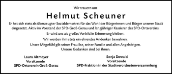 Traueranzeige von Helmut Scheuner von vrm-trauer