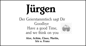 Traueranzeige von Jürgen  von vrm-trauer