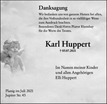 Traueranzeige von Karl Huppert von vrm-trauer