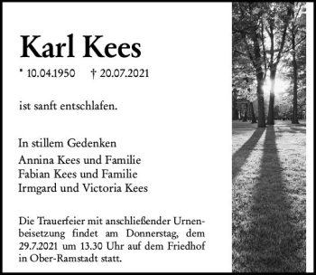 Traueranzeige von Karl Kees von vrm-trauer