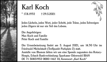 Traueranzeige von Karl Koch von vrm-trauer