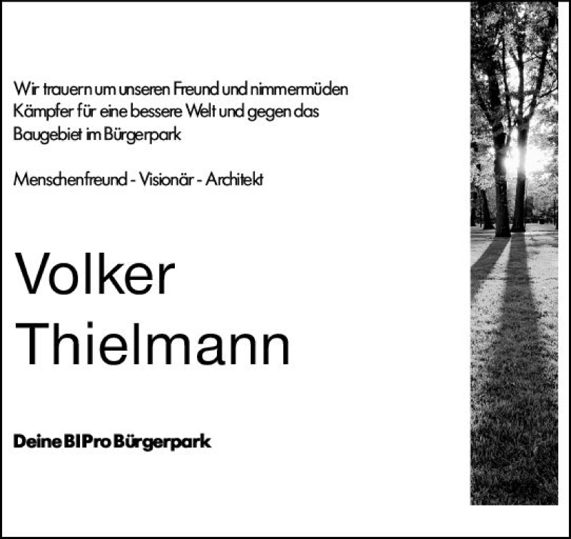  Traueranzeige für Volker Thielmann vom 31.07.2021 aus vrm-trauer