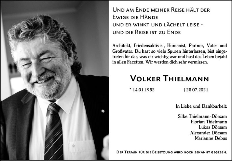  Traueranzeige für Volker Thielmann vom 31.07.2021 aus vrm-trauer