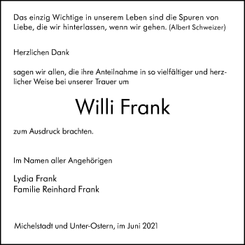 Traueranzeige von Willi Frank von vrm-trauer