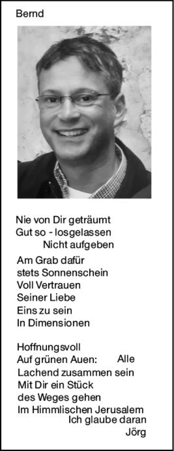Traueranzeige von Bernd  von vrm-trauer