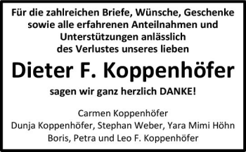 Traueranzeige von Dieter F. Koppenhöfer von vrm-trauer