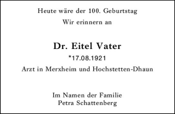 Traueranzeige von Eitel Vater von vrm-trauer