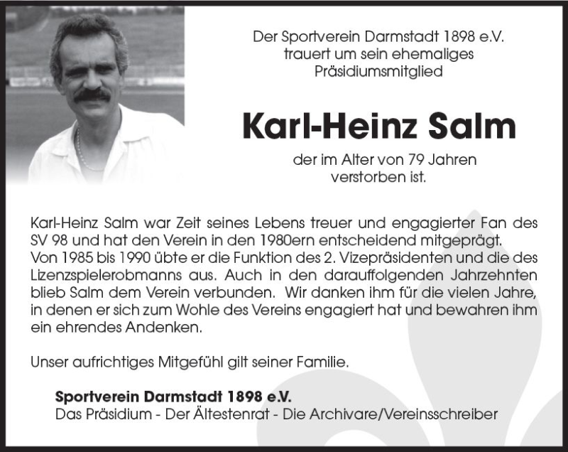  Traueranzeige für Karl-Heinz Salm vom 21.08.2021 aus vrm-trauer