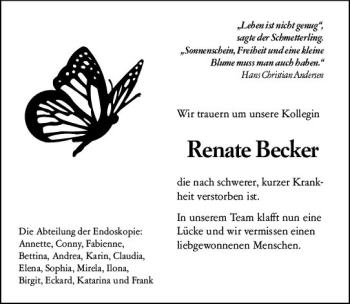 Traueranzeige von Renate Becker von vrm-trauer