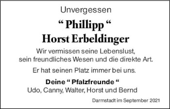 Traueranzeige von Horst Erbeldinger von vrm-trauer