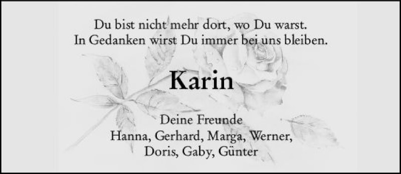  Traueranzeige für Karin Herbertz vom 18.09.2021 aus vrm-trauer