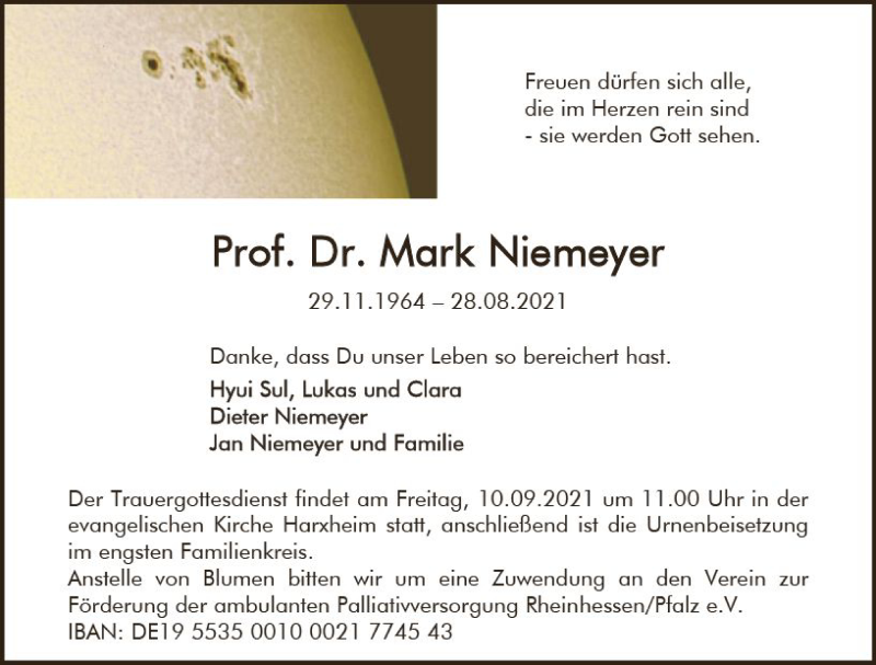  Traueranzeige für Mark Niemeyer vom 04.09.2021 aus vrm-trauer