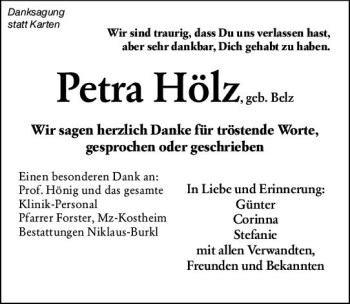 Traueranzeige von Petra Holz von vrm-trauer