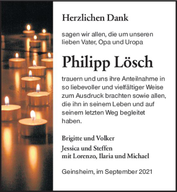 Traueranzeige von Philipp Lösch von vrm-trauer