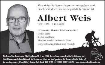 Traueranzeige von Albert Weis von vrm-trauer AZ Mainz
