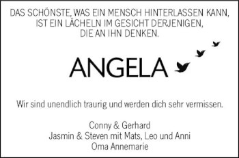 Traueranzeige von Angela  von vrm-trauer DieburgerAnzeiger/Groß-Zimmerner Lokala