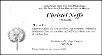 Traueranzeige von Christel Neffe von vrm-trauer Darmstädter Echo