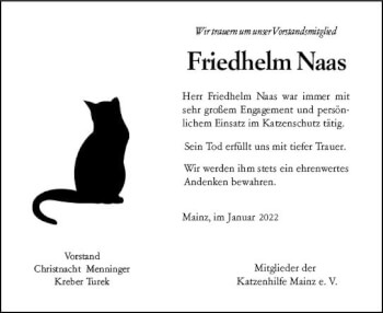 Traueranzeige von Friedhelm Naas von vrm-trauer AZ Mainz