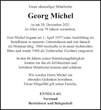 Traueranzeige von Georg Michel von vrm-trauer Odenwälder Echo