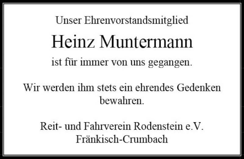  Traueranzeige für Heinz Muntermann vom 15.01.2022 aus vrm-trauer Odenwälder Echo