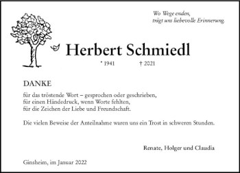 Traueranzeige von Herbert Schmiedl von vrm-trauer AZ Mainz