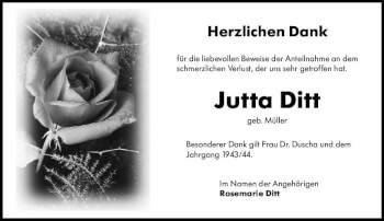 Traueranzeige von Jutta Ditt von vrm-trauer AZ Mainz