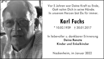 Traueranzeige von Karl Fuchs von vrm-trauer AZ Mainz