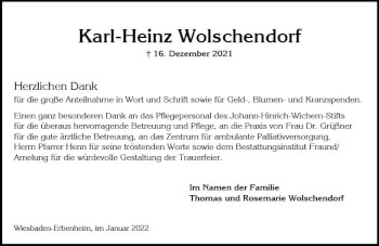 Traueranzeige von Karl-Heinz Wolschendorf von vrm-trauer Wiesbadener Kurier