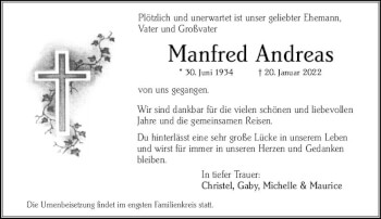 Traueranzeige von Manfred Andreas von vrm-trauer Wiesbadener Kurier