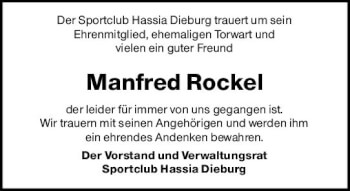 Traueranzeige von Manfred Rockel von vrm-trauer DieburgerAnzeiger/Groß-Zimmerner Lokala