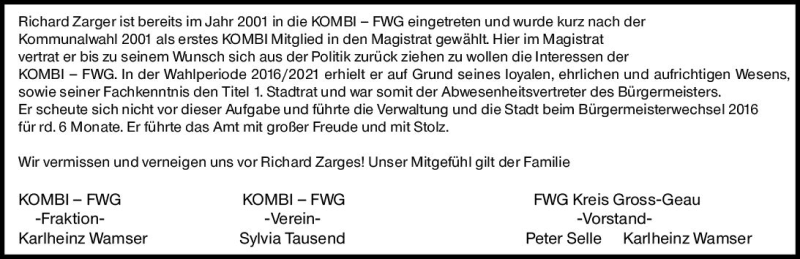  Traueranzeige für Richard Zarges vom 08.01.2022 aus vrm-trauer Groß-Gerauer Echo