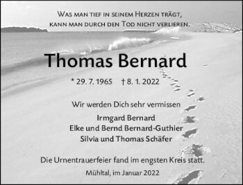 Traueranzeige von Thomas Bernard von vrm-trauer Darmstädter Echo