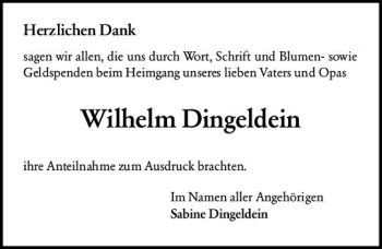 Traueranzeige von Wilhelm Dingeldein von vrm-trauer Odenwälder Echo
