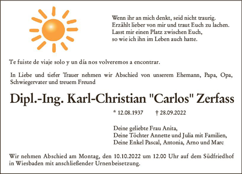  Traueranzeige für Karl-Christian Zerfass vom 08.10.2022 aus vrm-trauer Darmstädter Echo