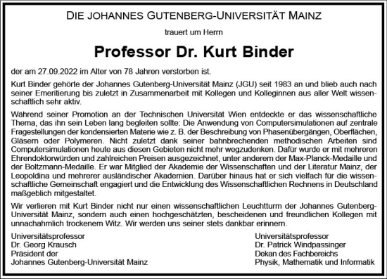 Traueranzeige von Kurt Binder von vrm-trauer AZ Mainz